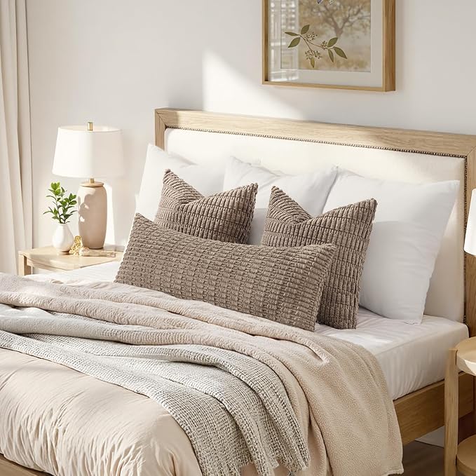 MIULEE Pack of 1 Light Brown Long Body Lumbar Decorative Throw Pillow Cover 14x36 Inch for Bed Couch Sofa Living Room Soft Boho Pillow Cover Modern Farmhouse Home Decor