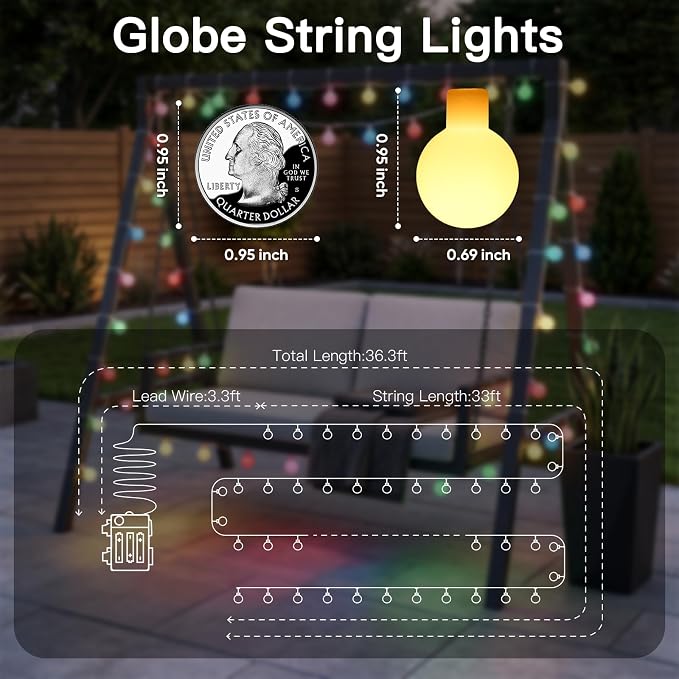 suddus 100LED Classroom Globe String Lights Battery Operated Pastel Color | 33FT Pastel Fairy Lights With Remote Timer, String Lights for Dorm, Classroom, Patio, Party, Indoor,Outdoor Decor