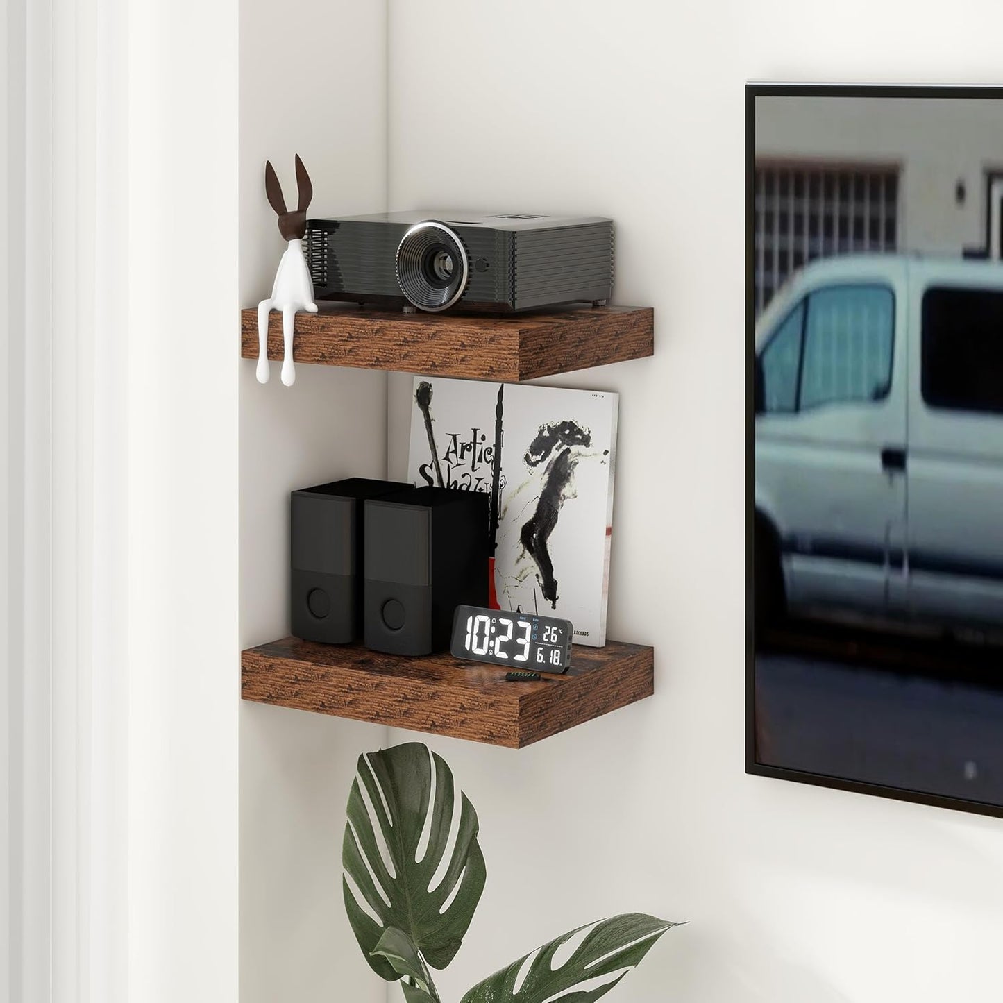 Deep Floating Shelves for Wall | 16 Inch Wide x 12 Inch Deep Floating Shelves Set of 2 | Rustic Wood Wide Wall Shelves | Bookshelf Laundry Shelf TV Shelf