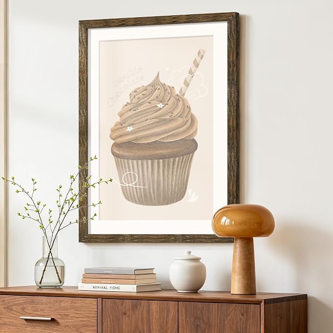 Picrit 19x27 Picture Frame 3 Pack, Wooden Brown Rustic Poster Frame, Display Poster 16 x 24 with Mat or 19 x 27 without Mat for Horizontal or Vertical Wall Mounting