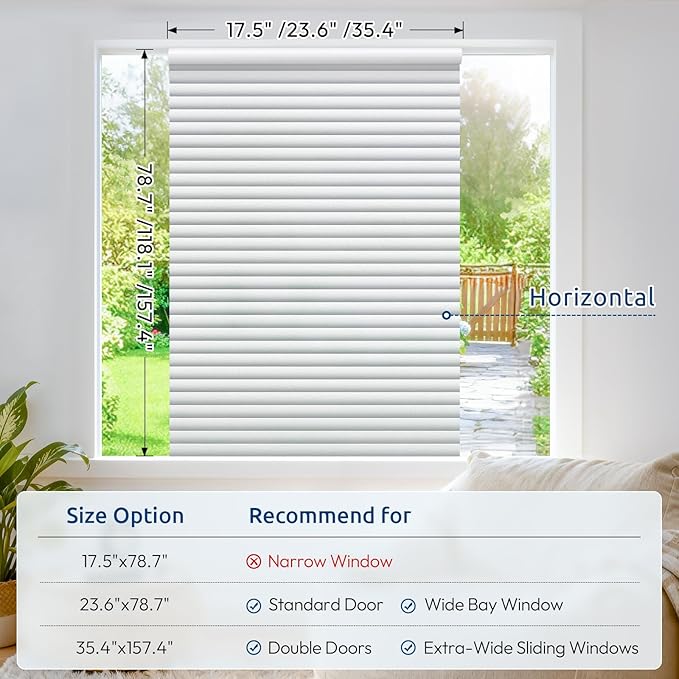 rabbitgoo Window Privacy Film Frosted Glass Film for Bathroom, Non Adhesive Static Cling Removable Window Sticker for Glass Door, Anti-UV Opaque Coverings, Blinds Pattern 0.79" Wide, 23.6" x 78.7"