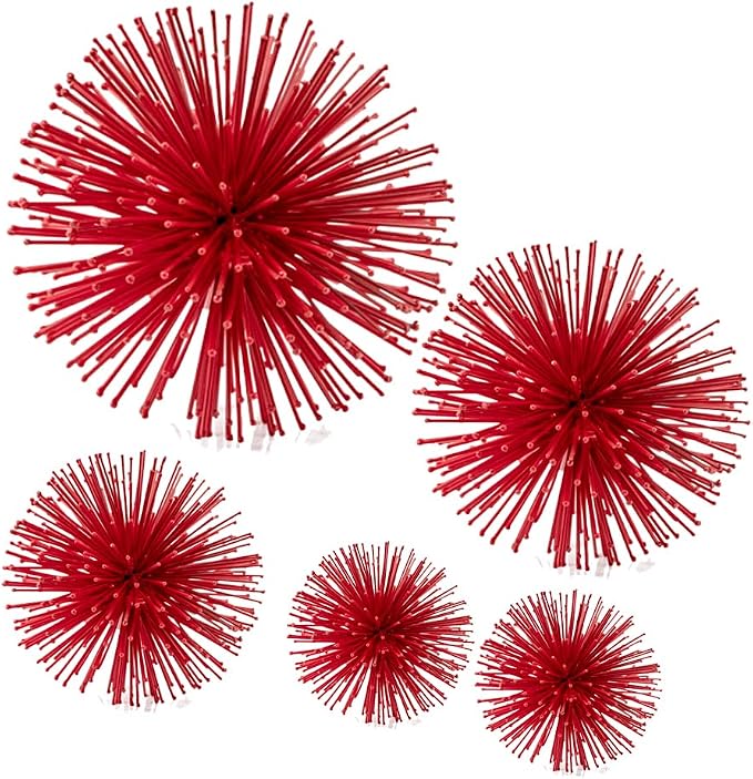 Modern Day Accents 5267 Erizo Urchin Small Red Sphere, Coffee Table Room Decor, Shelf Starburst Centerpiece, Spike Ball Decoration, Home, 6" D
