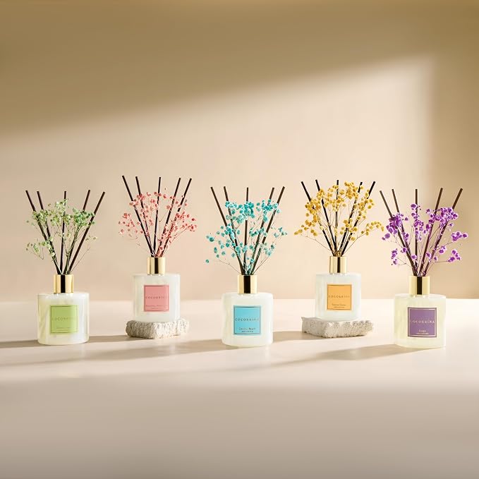COCORRÍNA Reed Diffuser - Tuscan Orange 6.7 fl oz Reed Diffuser with Sticks, Home Bedrrom Bathroom Shelf Decor