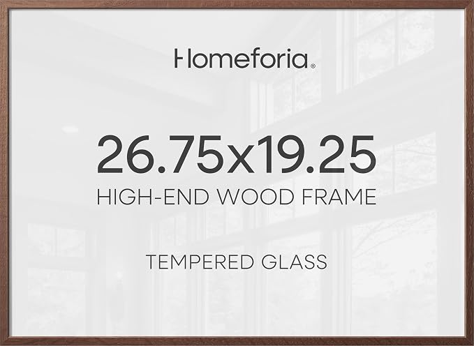 Homeforia 19.25x26.75 Puzzle Frame Brown, High End Dark Oak 19.25 by 26.75 Thin Wood Picture Frame without Mat, 26.75x19.25 Wooden Walnut Puzzle Art Frames for Wall, Tempered Glass, Wall Kit, Set of 2