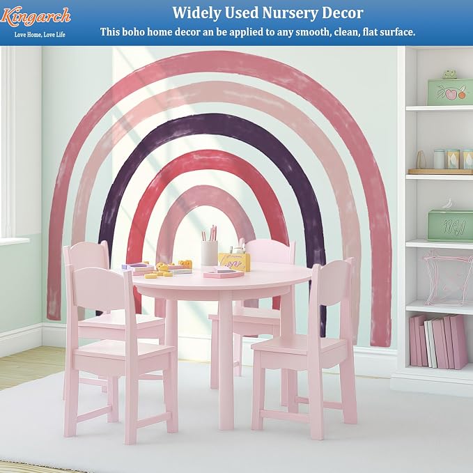 Large Boho Rainbow Wall Decals, Colorful Peel and Stick Fabric Nursery Wall Decor, Removable Home Room Wall Decor Murals Stickers for Kids Girls Toddler Bedroom Living Room Playroom