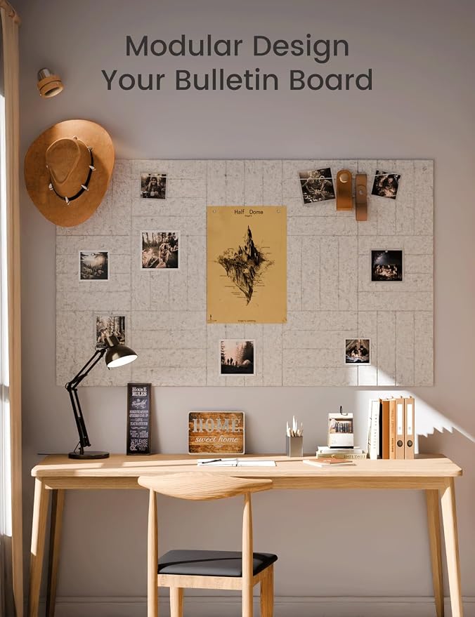 Fluxynara Large Felt Bulletin Board 48" x 36" Cork Board Alternative-12 Pack with 64 Safe Removable Adhesive Tabs, Cork Boards for Walls Cork Board for Home Office Classroom Pin Board-Light Gray