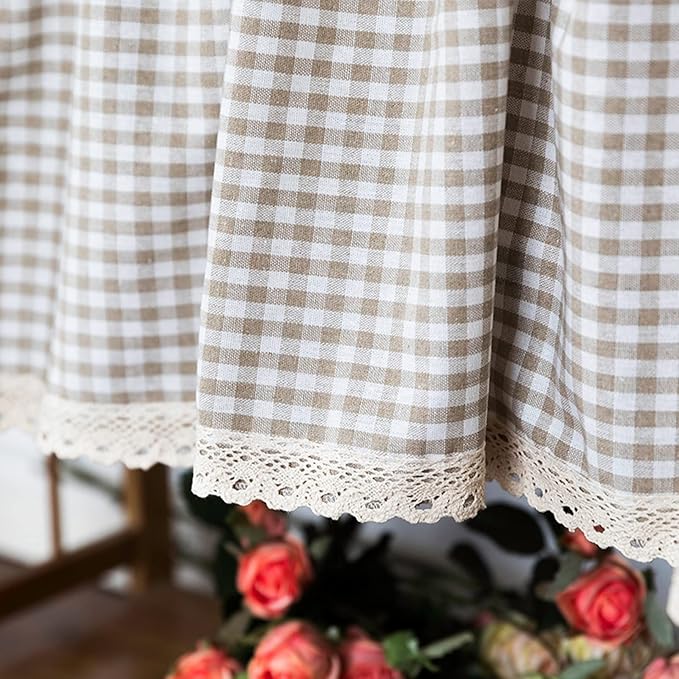 Tier Curtains Linen Textured Short Kitchen Tiers Long Sheer Cafe Curtains Bathmroom Curtain Panels Rod Pocket Small Half Window Treatment 1 Panels (Size : W 150cm*H 60cm)