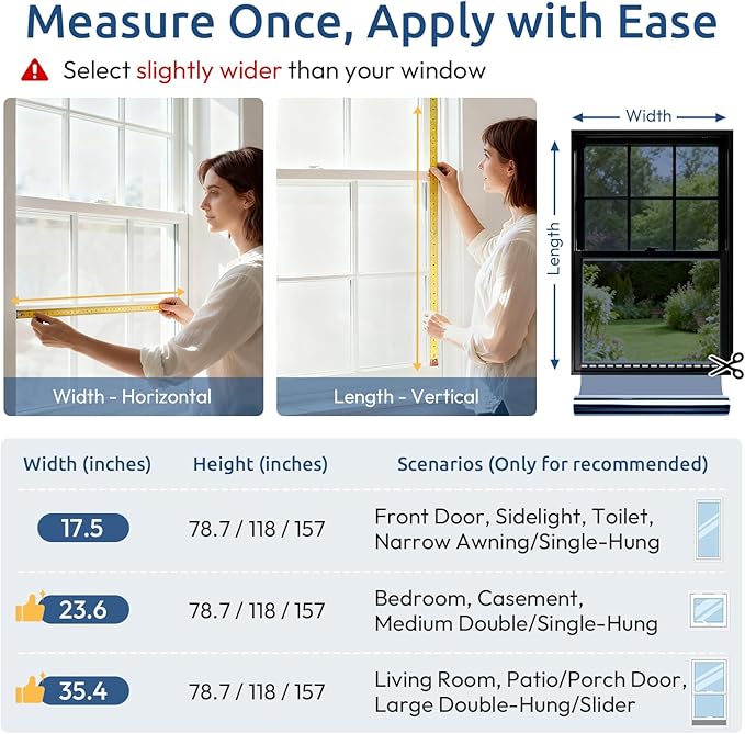 rabbitgoo One Way Privacy Window Film Window Tint for Home with Tools, UV Blocking Heat Control Static Cling No Glue, Daytime Privacy See Out Not in, 35.4 in X 13.1 Feet, Blue Silver