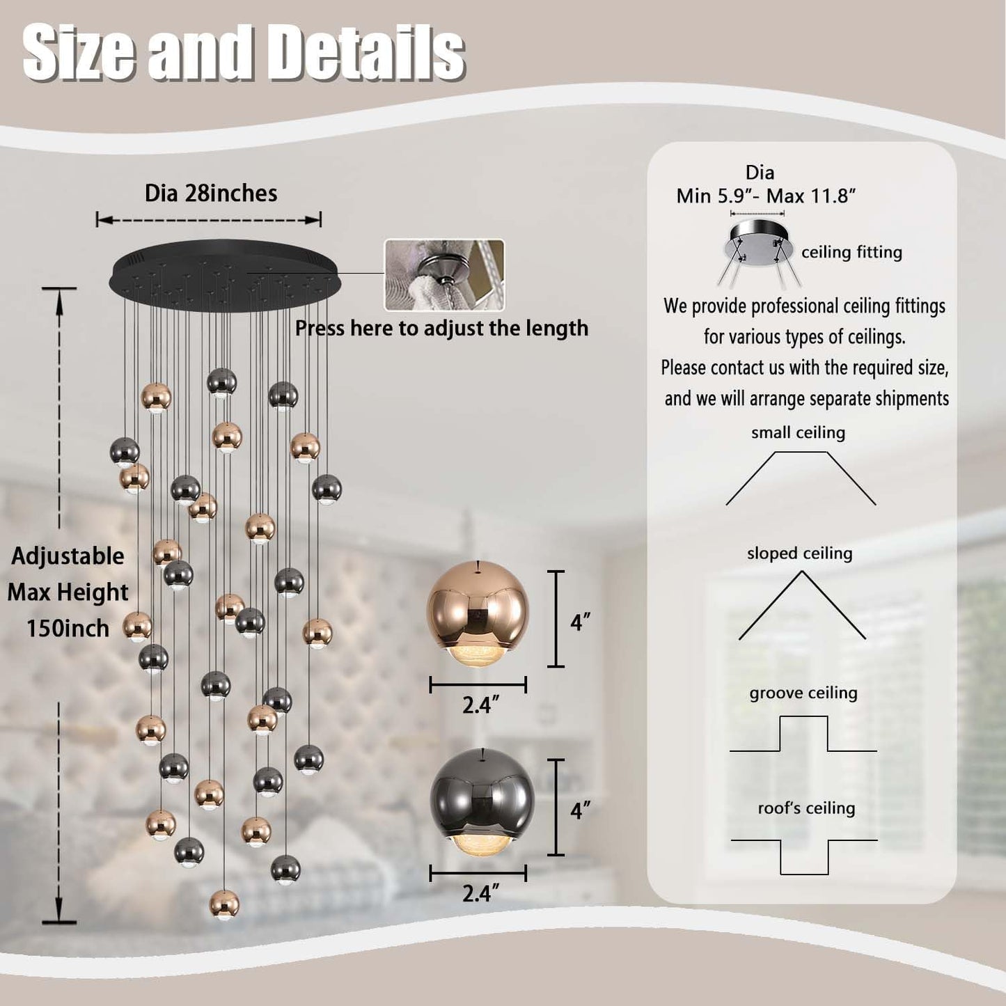 Farmhouse Crystal Chandelier, Luxury Hanging Lights High Ceiling Pendant Lighting for Foyer Staircase 32 Lights Black and Gold Dimmable 2700k-6000k