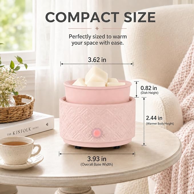 Wax Melt Warmer for Scented Wax,3-in-1Ceramic Wax Warmer Fragrances Candle Oils, Home Fragrance Burner,Electric Candle Warmer Perfect Christmas Gifts for Mom Women(Pink)