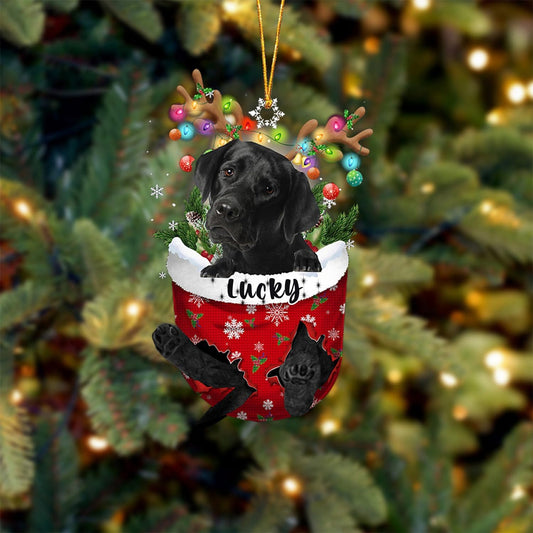 Black Labrador Dog Christmas Ornament, Black Labrador in Snow Pocket Christmas Tree Ornament, Dog Lovers Gift Idea Xmas Decor, Christmas Decorations for Tree, Christmas Ornament Gift for Dog Lovers