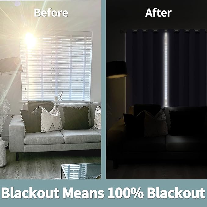 BGment Thermal Insulated 100% Blackout Curtains for Bedroom with Black Liner, Double Layer Full Room Darkening Noise Reducing Grommet Curtain (42 x 84 Inch, Lavender, 2 Panels)