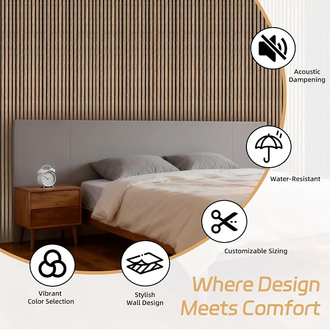 RITOLLO 4 Pack Wood Panels for Wall, 90.55"×12.6" Wood Slat Acoustic Panels for Wall, Soundproof Panels, 3D Fluted Panels for Interior Wall Decor (Natural Walnut)