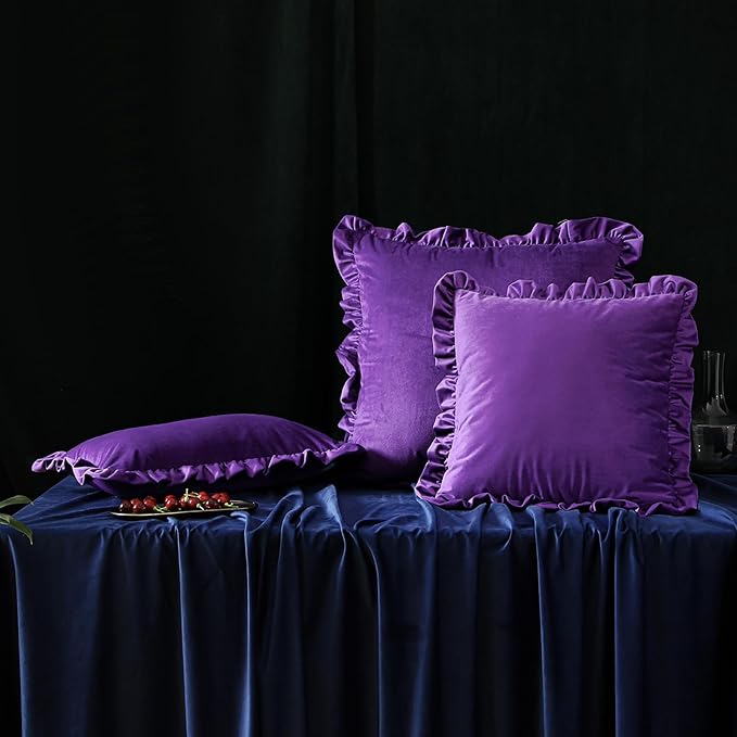 bilin gaier Velvet Purple 12x20 Throw Pillow Covers Set of 2,Spring Home Decor Pillow Covers with Zipper for Indoor & Outdoor Use,Rectangular Decorative Pillow Cases for Couch,Bed,Living Room