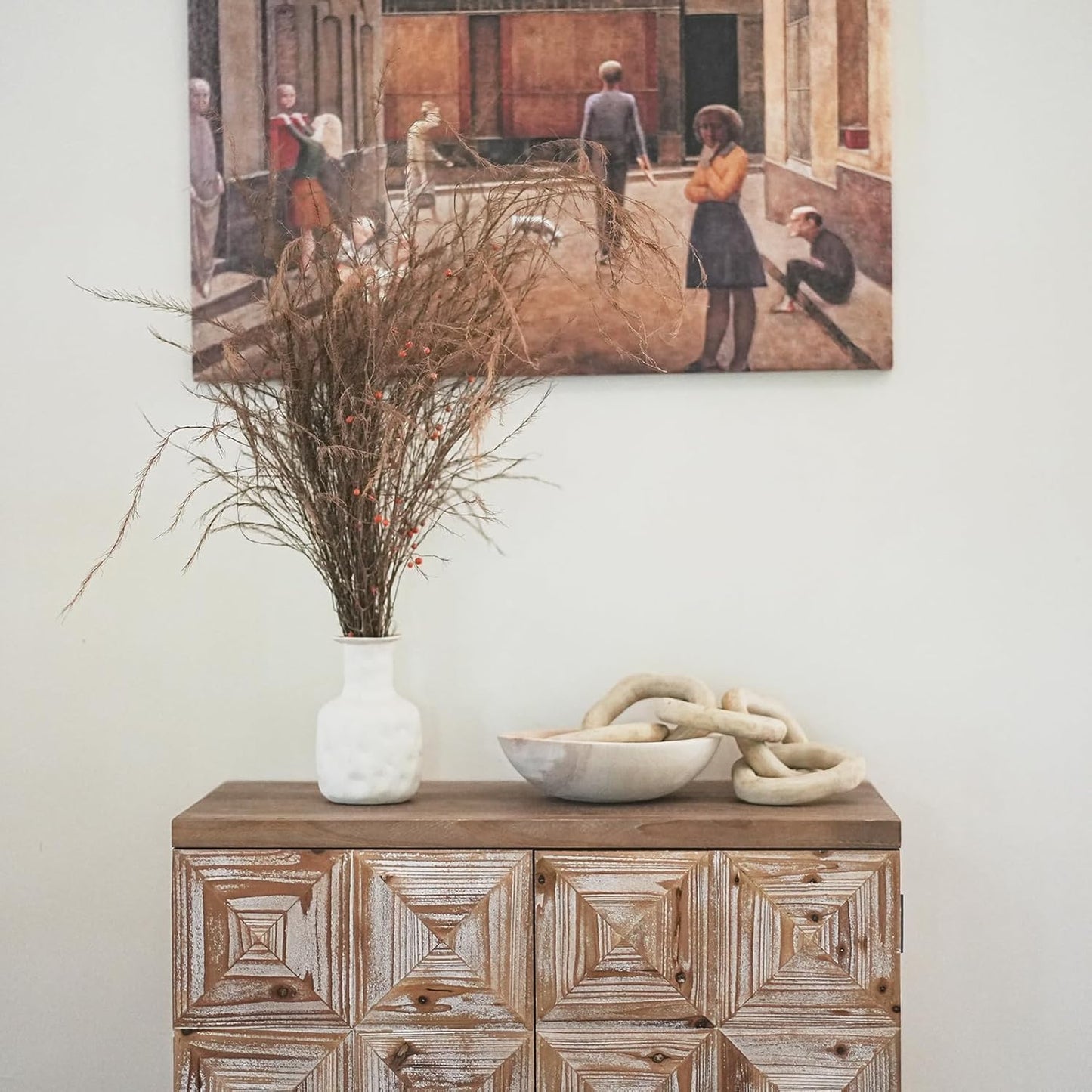 Hand Carved Wooden Decorative Bowl for Home Entryway Decor, Wood Centerpiece Bowl for Coffee Table Decor, Wood Dough Bowl for Farmhouse Decor (Natural)