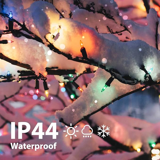 Minetom 100 Counts Clear Christmas String Lights 26.5 Feet Warm Mini Lights Waterproof for Indoor Outdoor Patio Wreath Garden Wedding Party Thanksgiving Holiday Xmas Tree Decorations, Multicolored