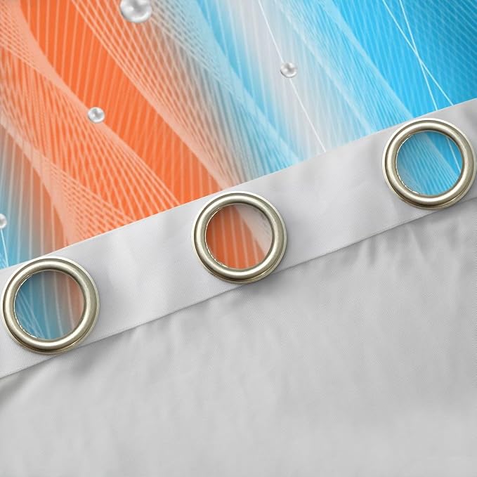 jejeloiu (2 Panels, 38 x 54 Inch Orange and Blue Darkening Drapes Strip Lines Curtains for Bedroom for Kids Women Men Ombre Pearl Printed Blackout Curtains Geometric Window Treatments