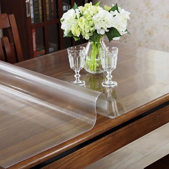 LovePads Frosted Table Cover Protector 36 x 62 Inch, 1.5mm Thick Plastic Table Cover, Table Protector for Dining Room Table, Waterproof Vinyl Tablecloth Table Pad Mat for Kitchen, Writing Desk