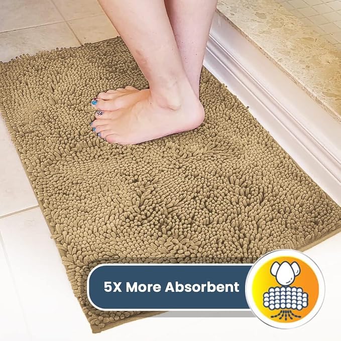 Muddy Mat® | Super Water Absorbent Door Mat Indoor, Microfiber Quick Dry Chenille Entryway Rug, Slip Resistant Front Door Mat, Indoor Mats for Entryway, Machine Washable Pet Rug, Beige 36"x60"