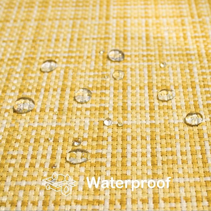 Kevin Textile Outdoor Waterproof Throw Pillow Covers 14x36 Inch Pack of 1 Woven Faux Linen Decorative Water Resistant Long Body Lumbar Cushion Covers for Tent Patio Garden Couch Sofa Yellow