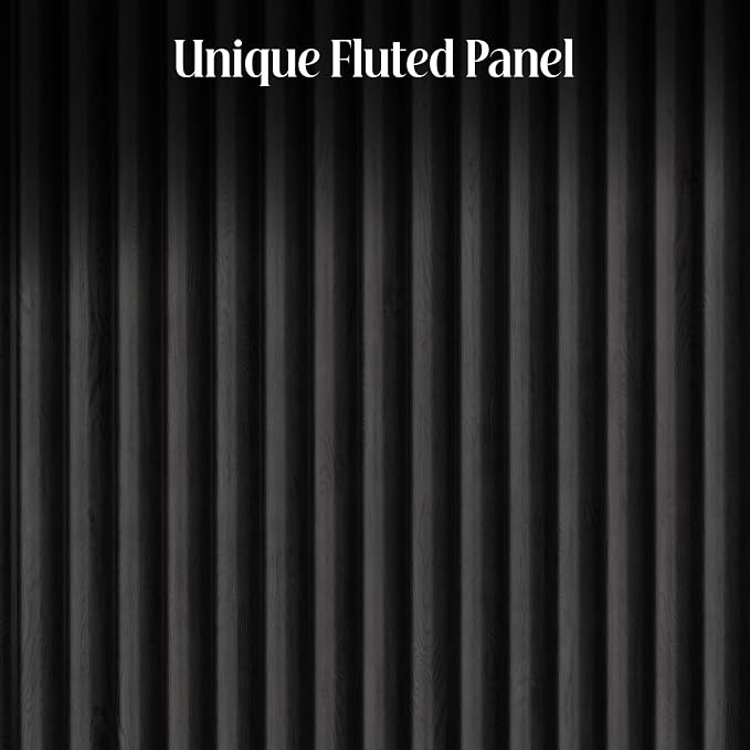 Fluted Buffet Cabinet Sideboard with Storage,Wooden Credenza with 2 Doors&Adjustable Shelve, Modern Accent Cabinets Coffee Bar Bookcase for Living Room,Kitchen Dining Room Entryway 15"D Black