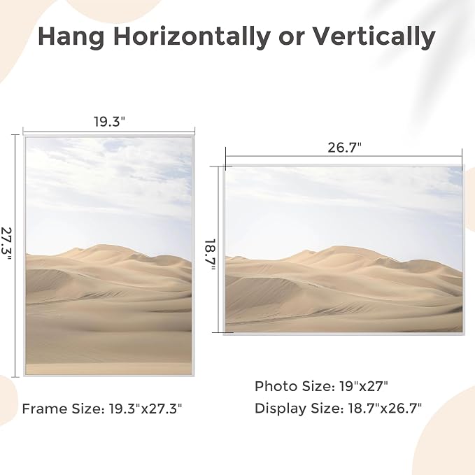 19x27 Metal Picture Frame, Aluminum Poster Frame with Real Glass, Silver | Sleek Silver 27x19 Frame with Tempered Glass for Wall Display, Posters, Art & Photos | Wall Kit Included