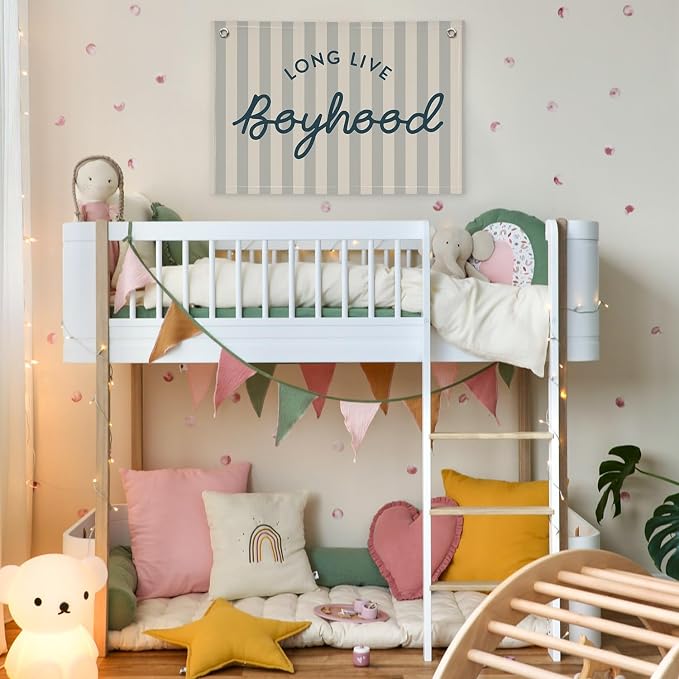 Long Live Boyhood Banner Boys Room Decor, Toddler Nursery Playroom Wall Art for Bedroom Living Room Dorm Toddler Decorations Teen Boy Room Kid Banners Wall Hanging Linen Flag30x20
