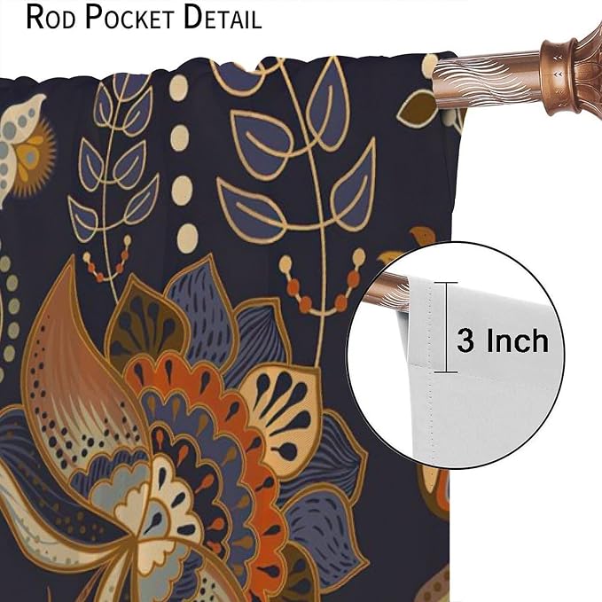 Bohemian Printed Curtains, Tribal Abstract Floral and Botanical Pattern Window Treatments, Blackout Curtains for Bedrooms, Living Rooms, Kitchens Offices72X63 Inch