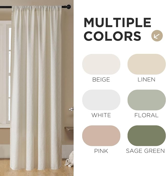 Joydeco Beige Boho Curtains 84 Inch Length 2 Panels, Super Soft Bohemian Farmhouse Curtains, Semi Sheer Light Filtering Drapes for Bedroom Living Room (Rod Pocket with No Tassels, 52Wx84L)