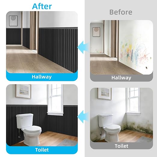 Art3d Wainscotting Wall Panel Kit, 37.8" Tall Beadboard Panels for Walls, Polystyrene Board and Batten Wall Panel Kit, Easy DIY Decorative Trim for Living Room, Kitchen, Bedroom – Covers 31 Sq.Ft