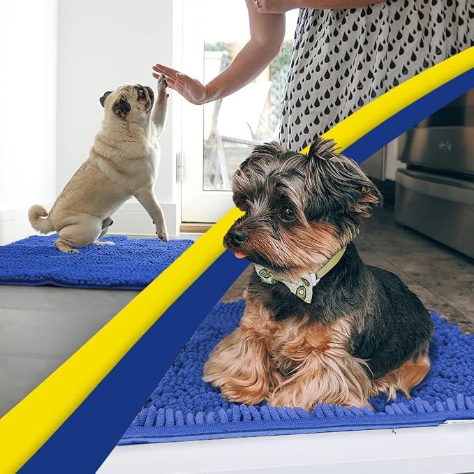 Muddy Mat® | Super Water Absorbent Door Mat Indoor, Microfiber Quick Dry Chenille Entryway Rug, Slip Resistant Front Door Mat, Indoor Mats for Entryway, Machine Washable Pet Rug, Periwinkle 2ft x 4ft