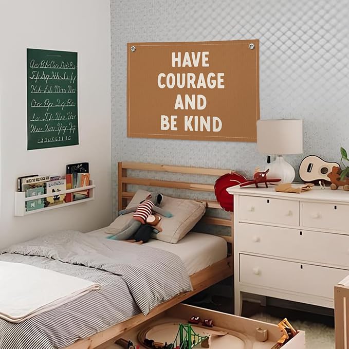 Inspirational Classroom Wall Decor, Classroom Decor Elementary, Positive Affirmations Boys Room Decor, Motivational Wall Decor for Nursery Kids Room, Have Courage and Be Kind 20x30 Inch