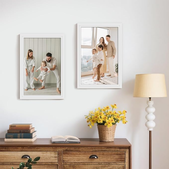 Picrit 12x18 Picture Frame 3 Pack, White Poster Frame, Display Poster 11 x 17 with Mat or 12 x 18 without Mat for Horizontal or Vertical Wall Mounting