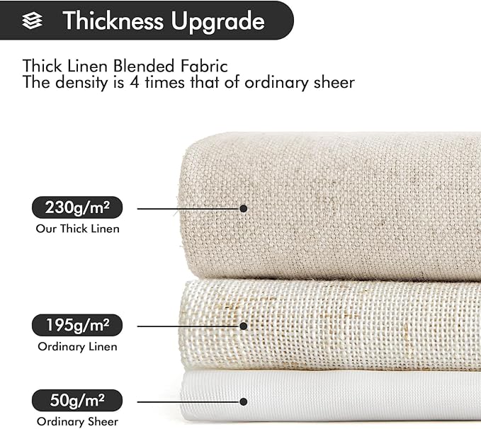 MIULEE Non-See-Through Privacy Curtains 2 Panels, Light Filtering Window Curtains Farnhouse Textured Back Tab Semi Sheer Drapes for Bedroom Living Room, 52 x 96 Inches Long, Linen
