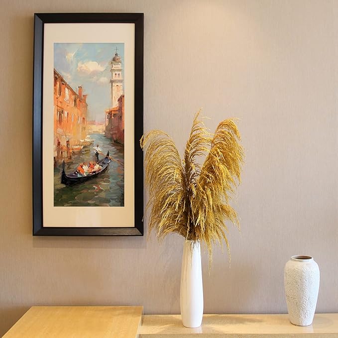 Golden Pampas Grass Decor Tall,Dried Pampas Grass, Pompas Floral for Vase, Elegant Feather Flowers for Wedding Decorations, Living Room Decor (Natural Gold, 8pcs 31.5"(80cm))
