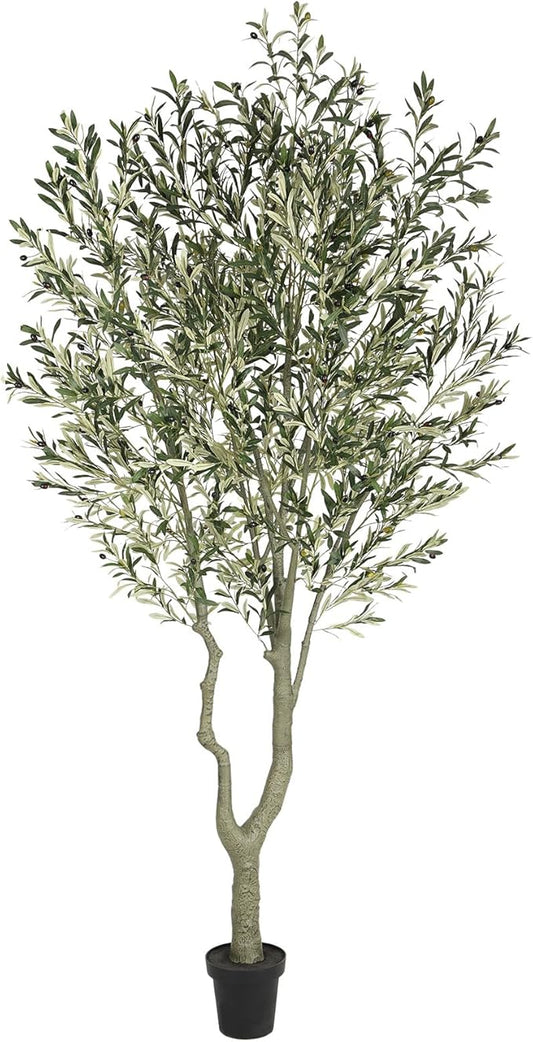 Nafresh Tall Faux Olive Tree，10ft（120in） Realistic Potted Silk Artificial Olive Tree， Fake Olive Trees Indoor with Green Leaves and Big Fruits for Home Office Living Room Stairs Patio Decor.