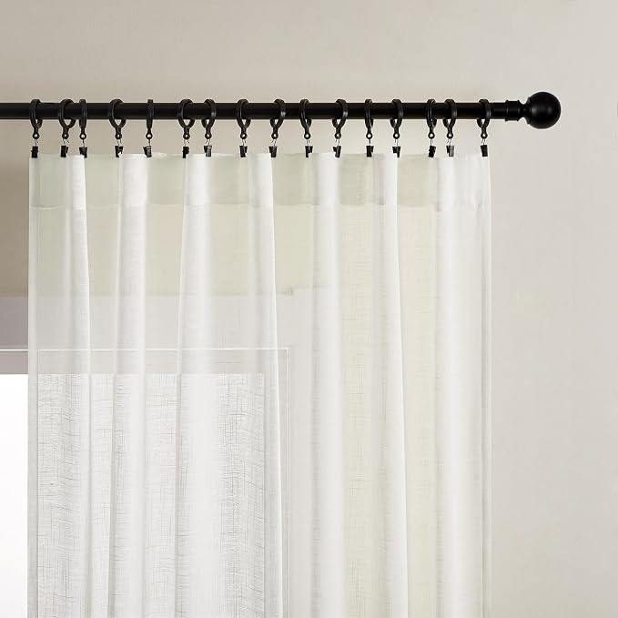 Joydeco Sheer Curtains 72 Inches Long, Cream Curtains for Living Room 2 Panels Set, Ivory Curtains Window Privacy Assured with Light Filtering(W52 x L72 Inch,Ivory)
