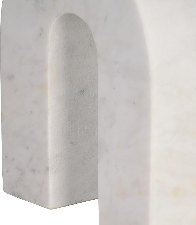 Sagebrook Home Marble Horseshoe Tabletop Decor White, Contemporary, 5" L x 2" W x 6" H