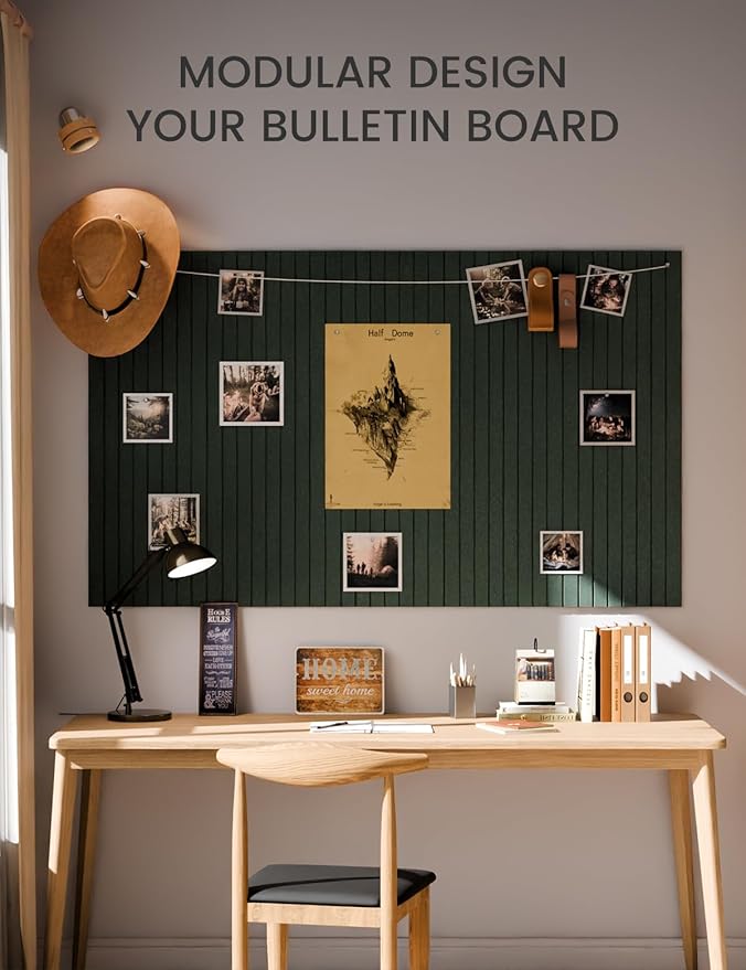 Fluxynara Large Felt Bulletin Board 36"x24" Cork Board Alternative - 6 Pack with 32 Safe Removable Adhesive Tabs, Cork Boards for Walls Cork Board for Home Office Classroom Pin Board- Pine Green