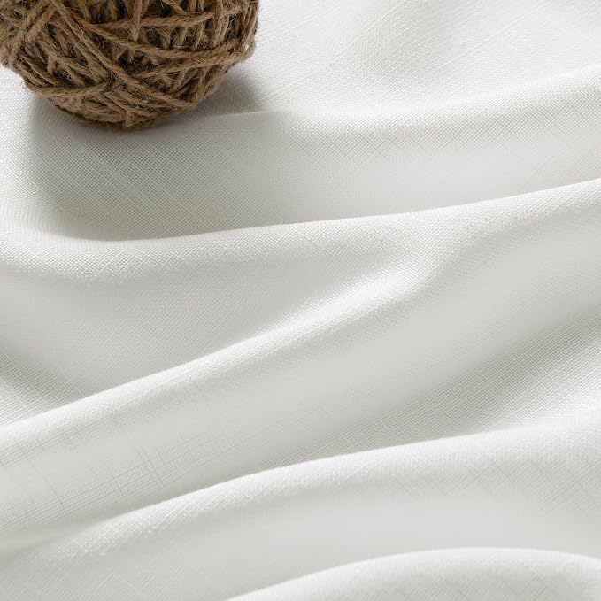 Off White Linen Curtains 84 inches Long for Bedroom Back Tab Light Filtering Privacy Sheer Curtains Modern Farmhouse Coastal Decor White Cotton Textured Gauze Curtain for Living Room 2 Panel Set