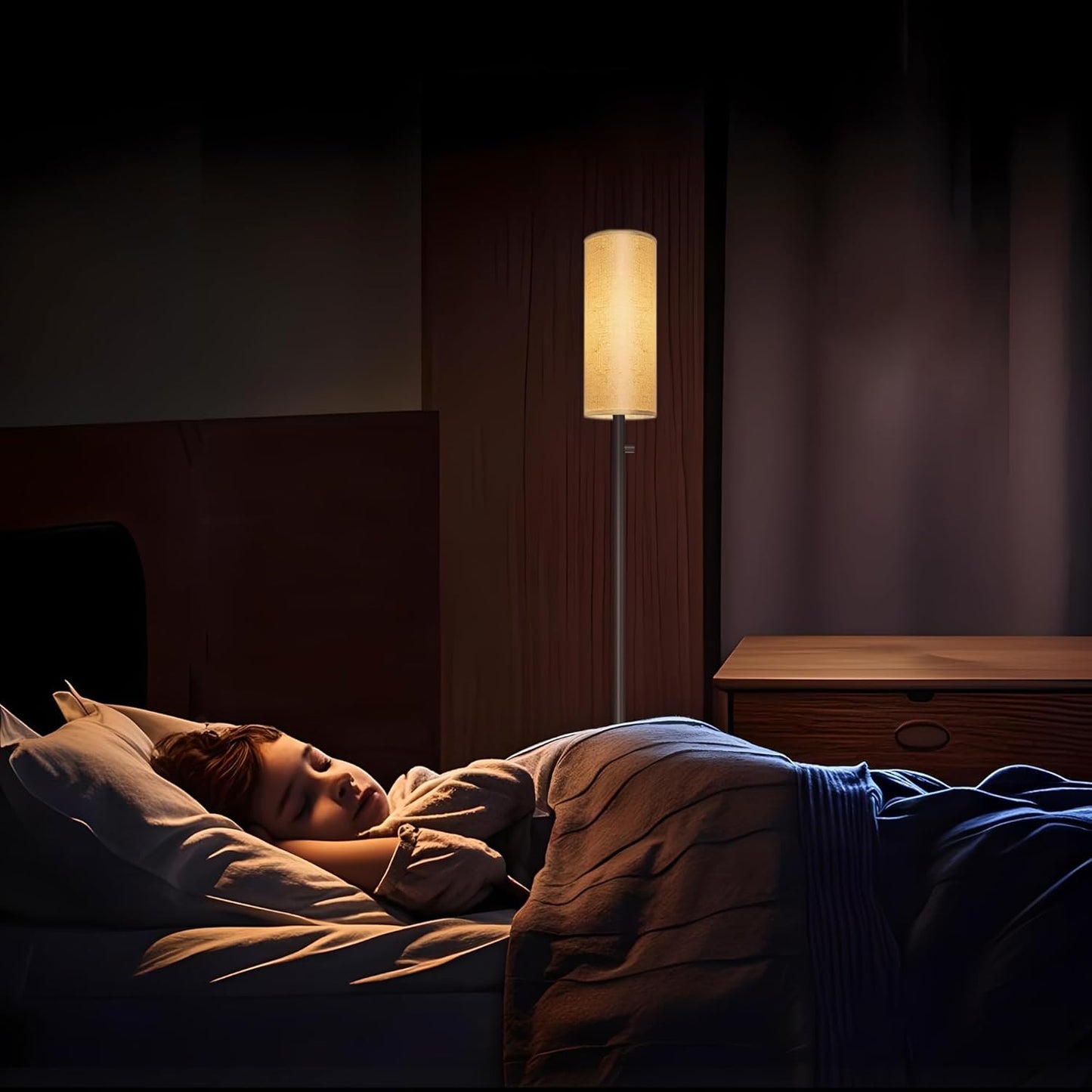 Dimmable Gold Floor Lamp for Living Room,Modern Standing Lamp with Marble Base,LED Bulb Included,Floor Lamps for Bedroom, Living Room,Office,Reading and Nursery(Brown Floor Lamp)