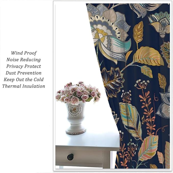 Bohemian Botanical Blackout Curtains, Abstract Ethnic Tribal Mandala Floral Print Window Treatments, Suitable for Bedrooms, Living Rooms and Kitchens.42X45 Inch