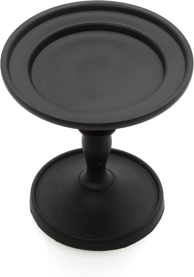 Hosley Set of 2 Black Pillar Holder 4.75 Inch High. Ideal Gift for Wedding Party Special Occasion or as a Candle Holder. W1