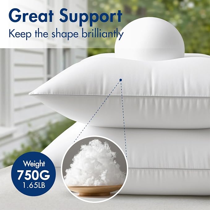 MIULEE Pack of 4 20x20 Outdoor Pillow Inserts, Waterproof Decorative Square Throw Pillow Inserts for Patio Sofa Garden Porch Couch