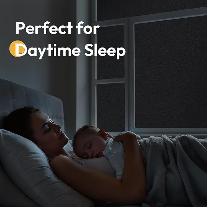 rabbitgoo Blackout Window Film 100% Light Blocking, Static Cling No Glue Easy Install, Removable Room Darkening Window Cover for Daytime Sleep, Bedroom, Nursery, Home Theater, 17.5" x 157.4"