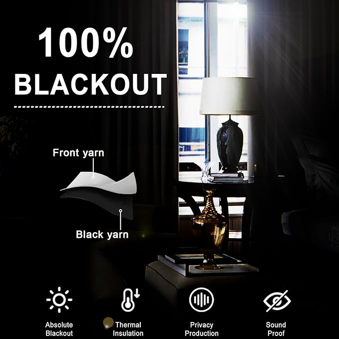 XWZO 100% Blackout Curtains with Tiebacks- Heat and Full Light Blocking Window Drapes for Home Theater, 95 Inches Long Thermal Insulated Draperies, Rod Pocket & Back Tab, Burgundy, W52 x L95, 2 Panels