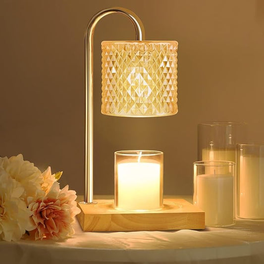 Candle Warmer Lamp with Timer Dimmer, Birthday Gifts for Women Mom, House Warming Gifts, Elegant New Home Decor, Wax Warmer for Jar Candles, Heater Lamp for Scented Wax, Amber Glass