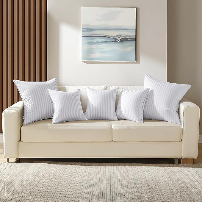 MIULEE 24x24 Pillow Inserts, Firm and Fluffy Decorative Square Throw Pillows for Couch Sofa Bed, Down Alternative with 100% Cotton Cover Pack of 2