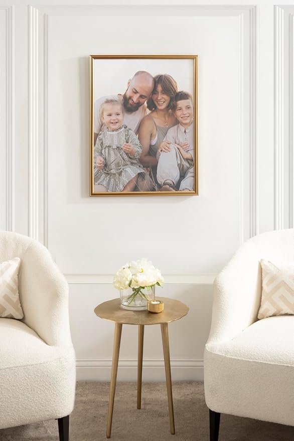 Kate and Laurel Adlynn Modern Rectangle Poster Frame, 20 x 26, Gold, Glam Large Photo Frame for Use as Movie Poster Display or Gallery Wall Piece in Living Room Wall Decor