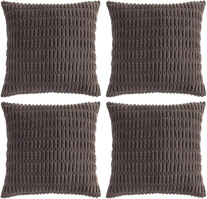 Fancy Homi 4 Packs Decorative Throw Pillow Covers for Living Room Couch Bed, Modern Farmhouse Boho Home Décor Accent Cushion Case, 22" x 22", Dark Brown